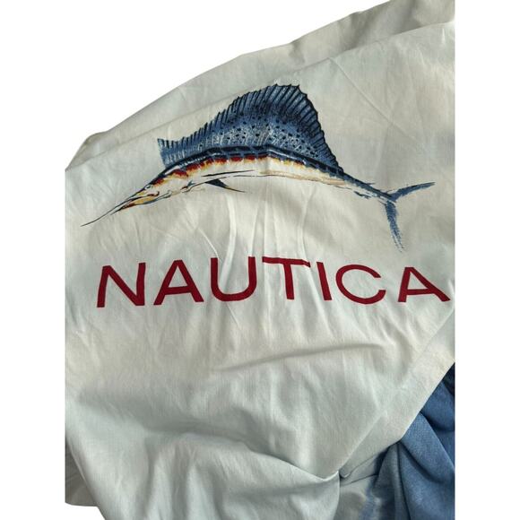 Nautica Home Shower Curtain Swordfish Fisherman Bath Bathroom Ombré Cotton - Picture 3 of 5